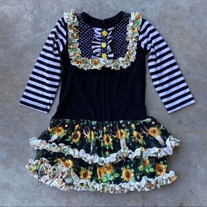 Sunflower Cow Skull Toddler Girl Dress Size 4t